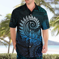 New Zealand Maori Koru Fern Hawaiian Shirt Spiral Polynesian Style Aqua Gradient LT05 - Polynesian Pride
