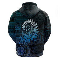 New Zealand Maori Koru Fern Hoodie Spiral Polynesian Style Aqua Gradient LT05 - Polynesian Pride