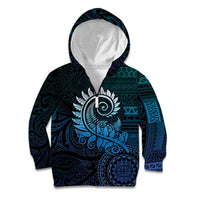 New Zealand Maori Koru Fern Kid Hoodie Spiral Polynesian Style Aqua Gradient LT05 Zip Hoodie Aqua - Polynesian Pride