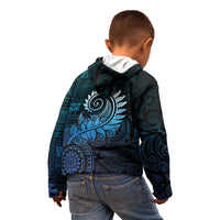 New Zealand Maori Koru Fern Kid Hoodie Spiral Polynesian Style Aqua Gradient LT05 - Polynesian Pride