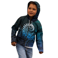 New Zealand Maori Koru Fern Kid Hoodie Spiral Polynesian Style Aqua Gradient LT05 - Polynesian Pride