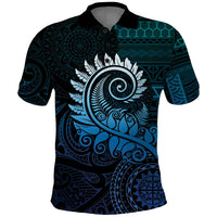 New Zealand Maori Koru Fern Polo Shirt Spiral Polynesian Style Aqua Gradient LT05 Aqua - Polynesian Pride