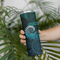 New Zealand Maori Koru Fern Skinny Tumbler Spiral Polynesian Style Aqua Gradient LT05 - Polynesian Pride