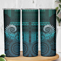 New Zealand Maori Koru Fern Skinny Tumbler Spiral Polynesian Style Aqua Gradient LT05 - Polynesian Pride