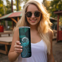 New Zealand Maori Koru Fern Skinny Tumbler Spiral Polynesian Style Aqua Gradient LT05 - Polynesian Pride