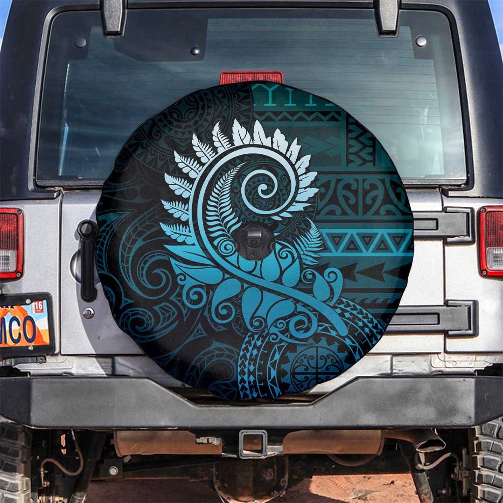 New Zealand Maori Koru Fern Spare Tire Cover Spiral Polynesian Style Aqua Gradient LT05 Aqua - Polynesian Pride