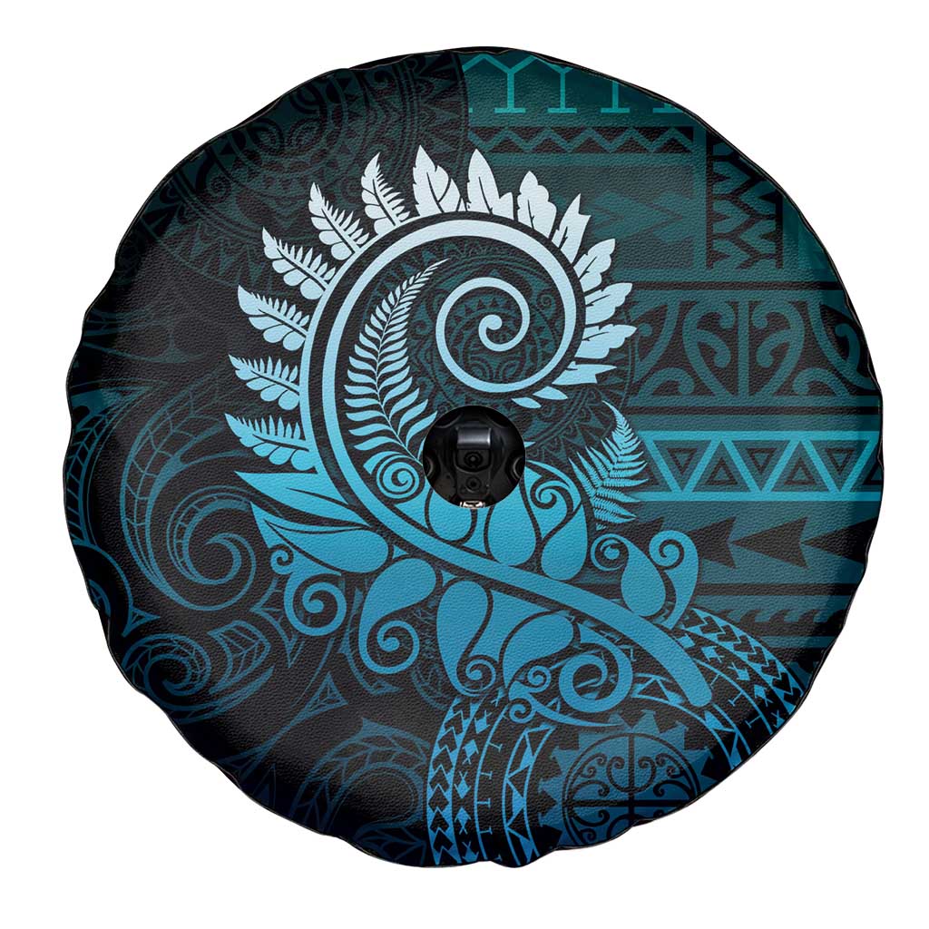 New Zealand Maori Koru Fern Spare Tire Cover Spiral Polynesian Style Aqua Gradient LT05 - Polynesian Pride