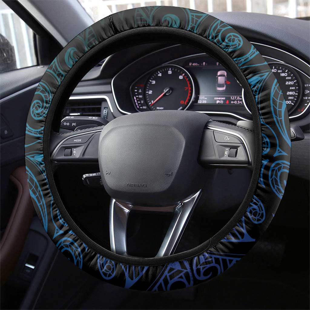 New Zealand Maori Koru Fern Steering Wheel Cover Spiral Polynesian Style Aqua Gradient LT05 - Polynesian Pride