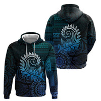 New Zealand Maori Koru Fern Zip Hoodie Spiral Polynesian Style Aqua Gradient LT05 - Polynesian Pride