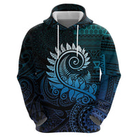 New Zealand Maori Koru Fern Zip Hoodie Spiral Polynesian Style Aqua Gradient LT05 - Polynesian Pride