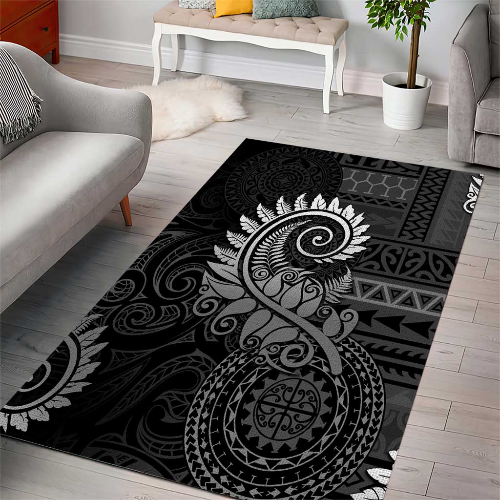 New Zealand Maori Koru Fern Area Rug Spiral Polynesian Style Gray LT05 - Polynesian Pride