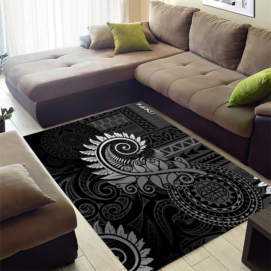New Zealand Maori Koru Fern Area Rug Spiral Polynesian Style Gray LT05 - Polynesian Pride