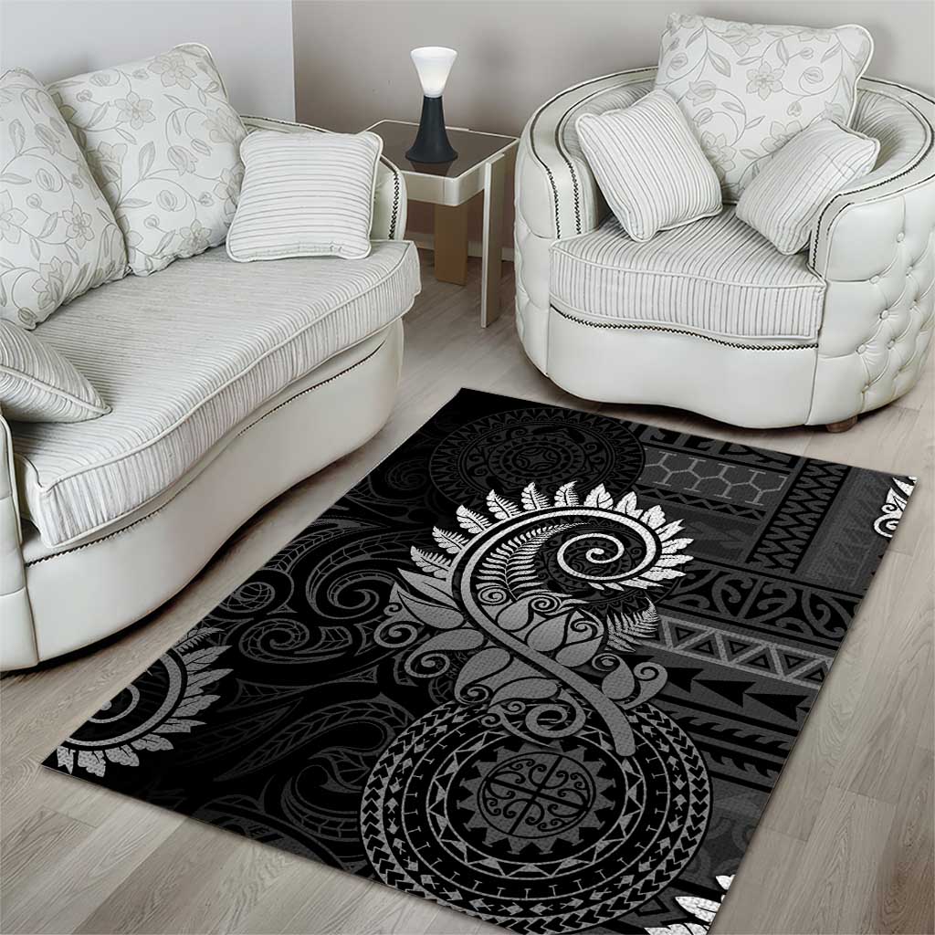 New Zealand Maori Koru Fern Area Rug Spiral Polynesian Style Gray LT05 - Polynesian Pride