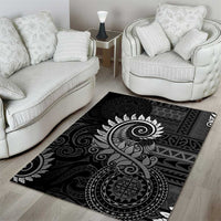 New Zealand Maori Koru Fern Area Rug Spiral Polynesian Style Gray LT05 - Polynesian Pride