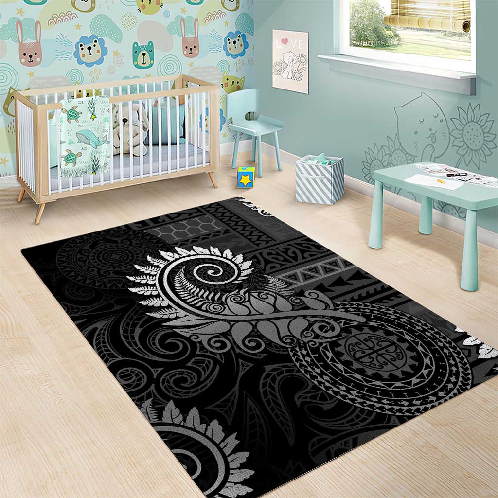 New Zealand Maori Koru Fern Area Rug Spiral Polynesian Style Gray LT05 - Polynesian Pride