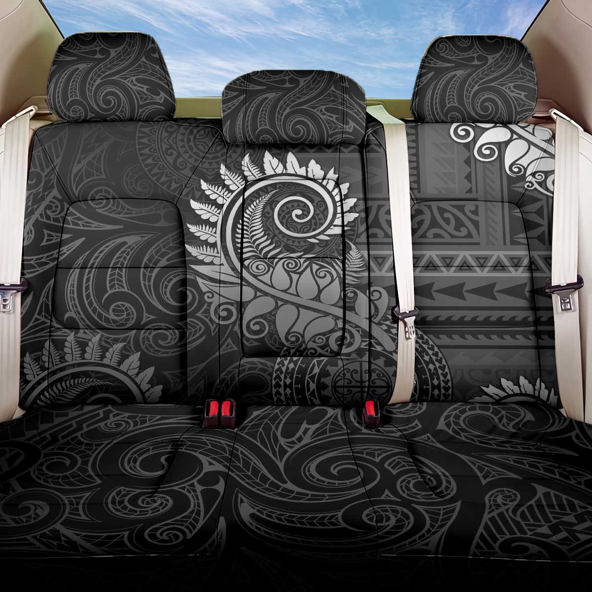 New Zealand Maori Koru Fern Back Car Seat Cover Spiral Polynesian Style Gray LT05 One Size Gray - Polynesian Pride