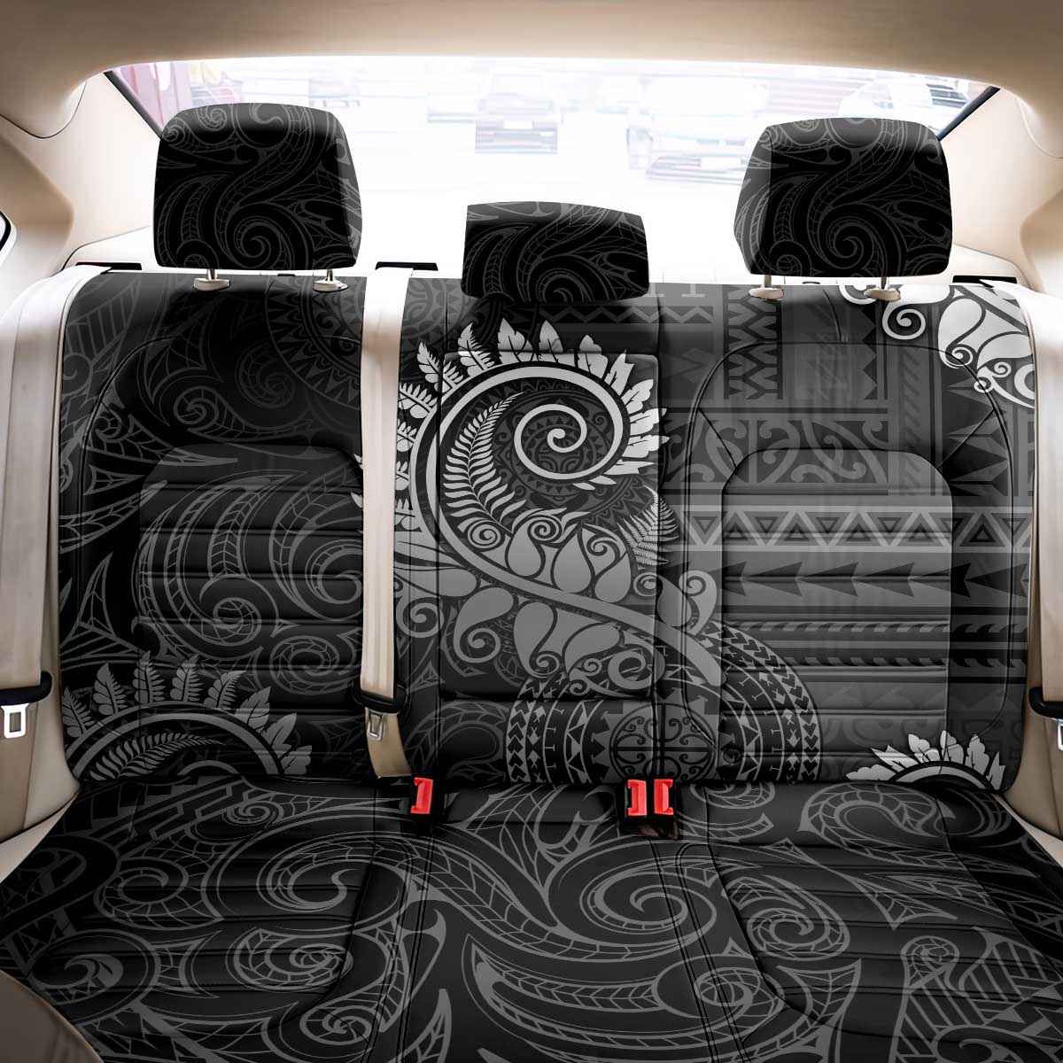 New Zealand Maori Koru Fern Back Car Seat Cover Spiral Polynesian Style Gray LT05 - Polynesian Pride