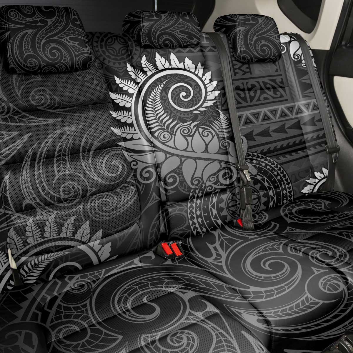 New Zealand Maori Koru Fern Back Car Seat Cover Spiral Polynesian Style Gray LT05 - Polynesian Pride