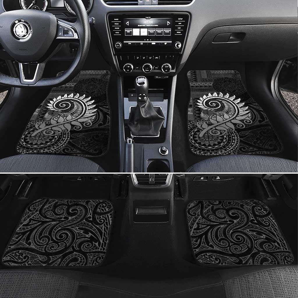 New Zealand Maori Koru Fern Car Mats Spiral Polynesian Style Gray LT05 Set 4pcs Gray - Polynesian Pride