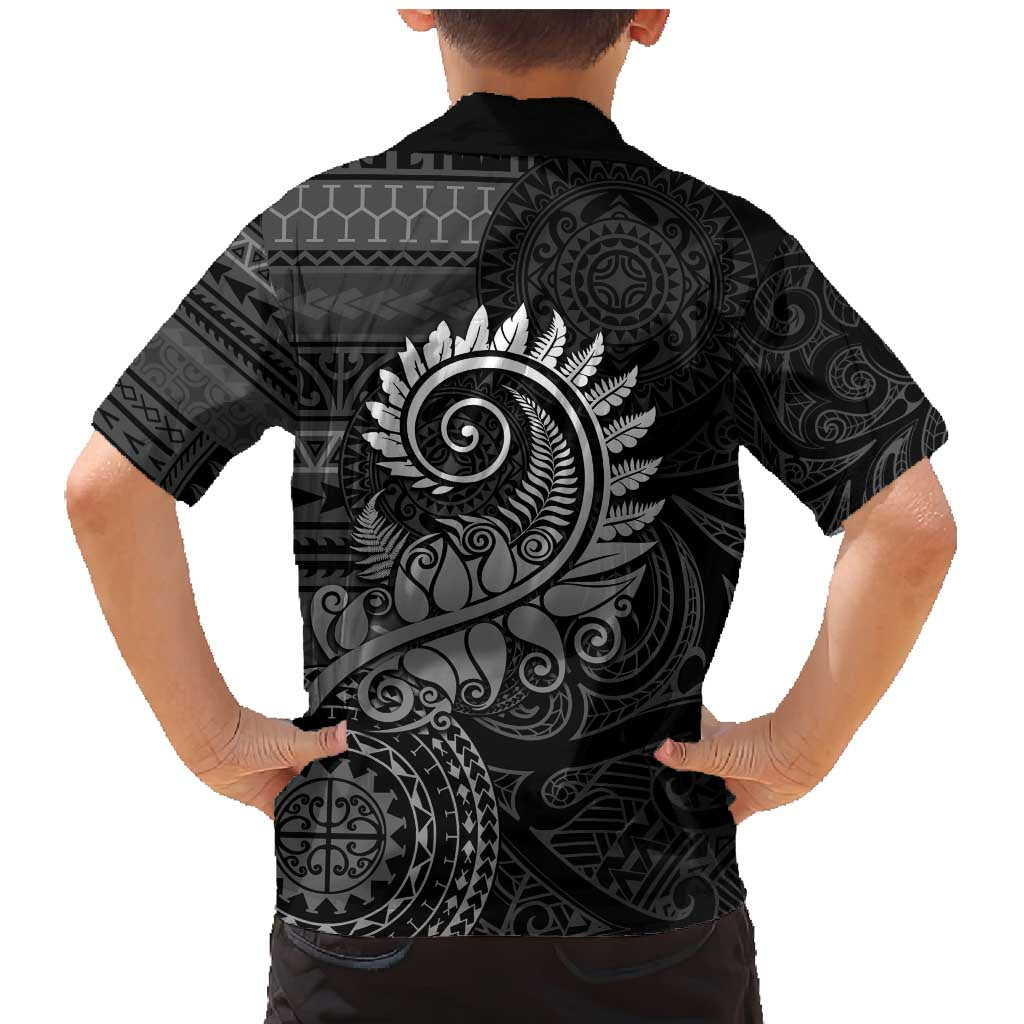 New Zealand Maori Koru Fern Family Matching Mermaid Dress and Hawaiian Shirt Spiral Polynesian Style Gray LT05 - Polynesian Pride