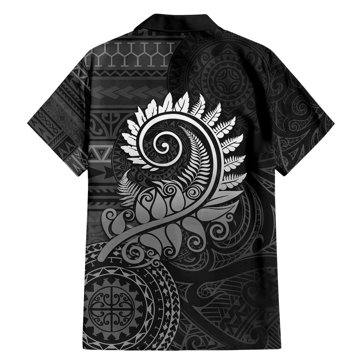 New Zealand Maori Koru Fern Family Matching Off Shoulder Short Dress and Hawaiian Shirt Spiral Polynesian Style Gray LT05 - Polynesian Pride
