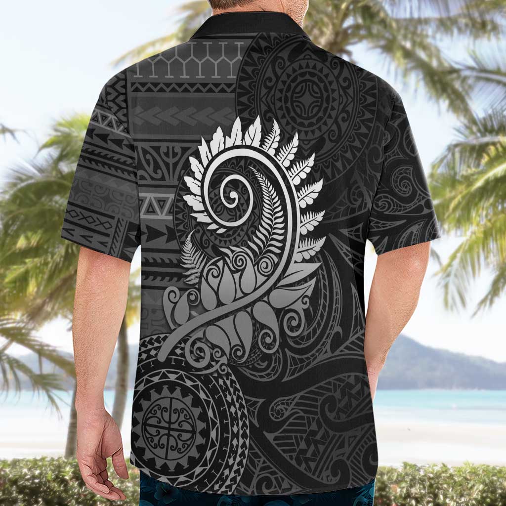 New Zealand Maori Koru Fern Hawaiian Shirt Spiral Polynesian Style Gray LT05 - Polynesian Pride
