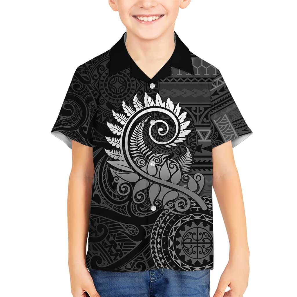 New Zealand Maori Koru Fern Hawaiian Shirt Spiral Polynesian Style Gray LT05 - Polynesian Pride