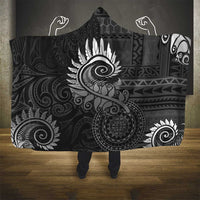New Zealand Maori Koru Fern Hooded Blanket Spiral Polynesian Style Gray LT05 - Polynesian Pride