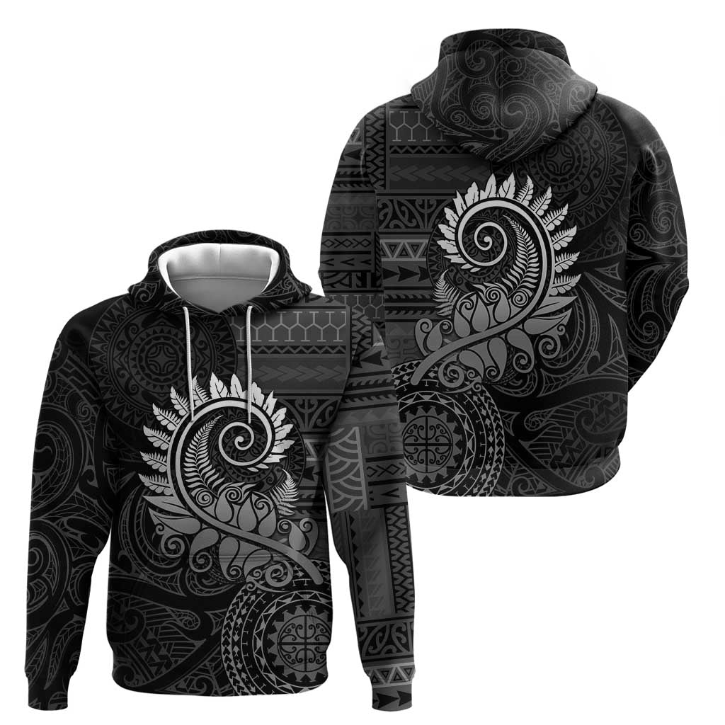 New Zealand Maori Koru Fern Hoodie Spiral Polynesian Style Gray LT05 - Polynesian Pride