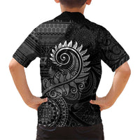 New Zealand Maori Koru Fern Kid Hawaiian Shirt Spiral Polynesian Style Gray LT05 - Polynesian Pride