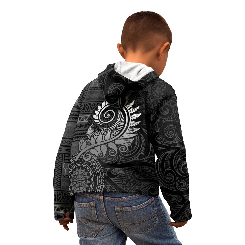 New Zealand Maori Koru Fern Kid Hoodie Spiral Polynesian Style Gray LT05 - Polynesian Pride
