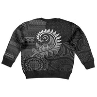 New Zealand Maori Koru Fern Kid Ugly Christmas Sweater Spiral Polynesian Style Gray LT05 - Polynesian Pride