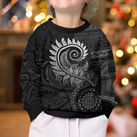 New Zealand Maori Koru Fern Kid Ugly Christmas Sweater Spiral Polynesian Style Gray LT05 - Polynesian Pride