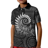 New Zealand Maori Koru Fern Kid Polo Shirt Spiral Polynesian Style Gray LT05 Kid Gray - Polynesian Pride