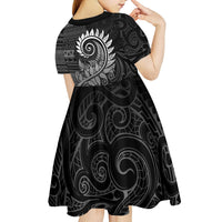 New Zealand Maori Koru Fern Kid Short Sleeve Dress Spiral Polynesian Style Gray LT05 - Polynesian Pride