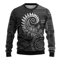 New Zealand Maori Koru Fern Ugly Christmas Sweater Spiral Polynesian Style Gray LT05 - Polynesian Pride
