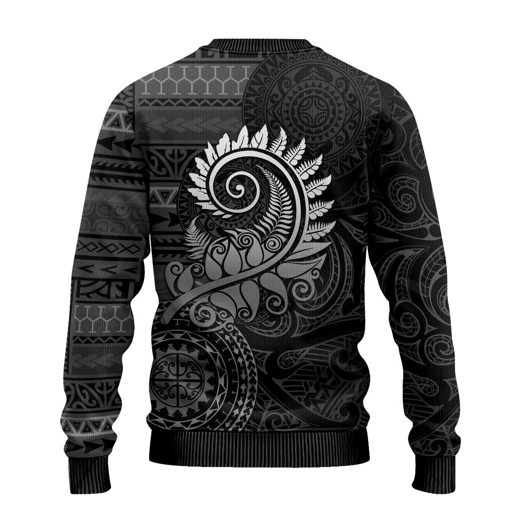 New Zealand Maori Koru Fern Ugly Christmas Sweater Spiral Polynesian Style Gray LT05 - Polynesian Pride