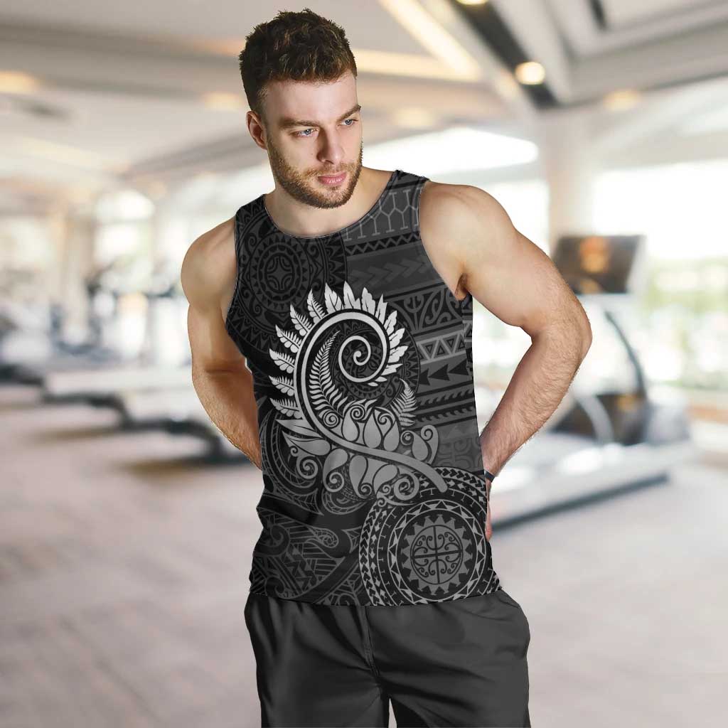 New Zealand Maori Koru Fern Men Tank Top Spiral Polynesian Style Gray LT05 Gray - Polynesian Pride