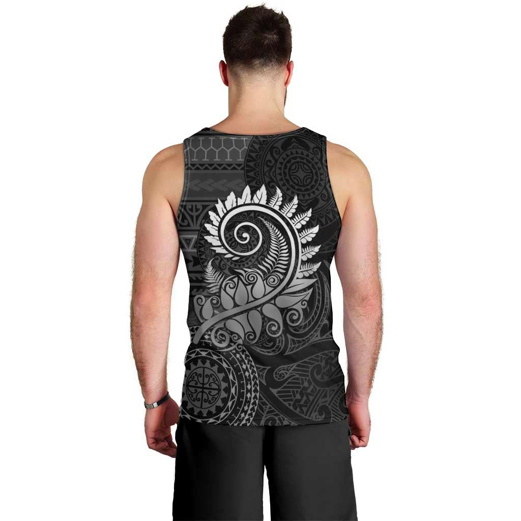New Zealand Maori Koru Fern Men Tank Top Spiral Polynesian Style Gray LT05 - Polynesian Pride