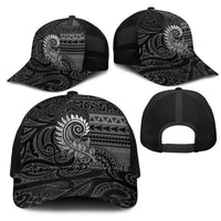 New Zealand Maori Koru Fern Mesh Trucker Cap Spiral Polynesian Style Gray - Polynesian Pride