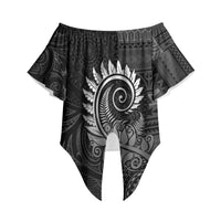 New Zealand Maori Koru Fern Off Shoulder Wrap Waist Top Spiral Polynesian Style Gray LT05 Gray - Polynesian Pride