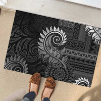 New Zealand Maori Koru Fern Rubber Doormat Spiral Polynesian Style Gray