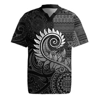 New Zealand Maori Koru Fern Rugby Jersey Spiral Polynesian Style Gray LT05 Gray - Polynesian Pride