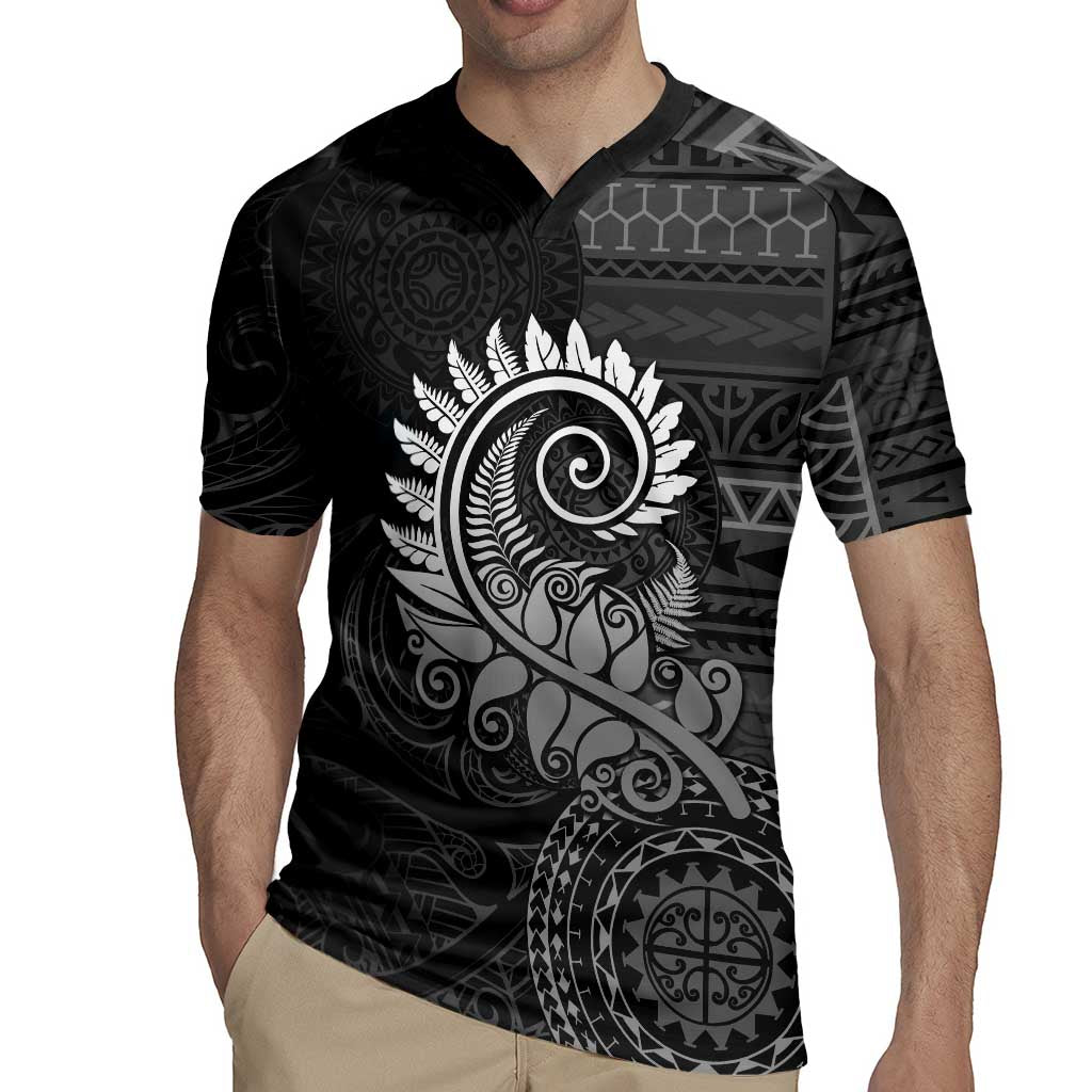New Zealand Maori Koru Fern Rugby Jersey Spiral Polynesian Style Gray LT05 - Polynesian Pride