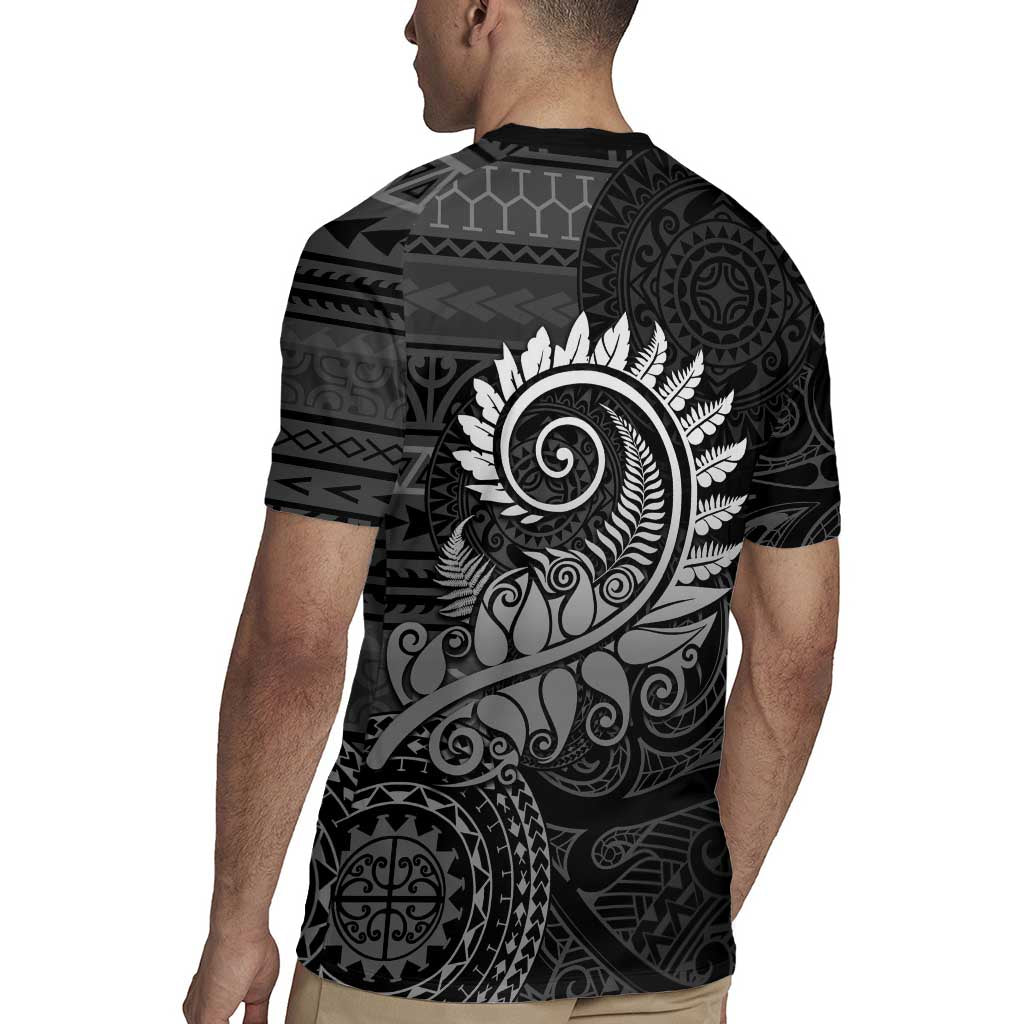 New Zealand Maori Koru Fern Rugby Jersey Spiral Polynesian Style Gray LT05 - Polynesian Pride
