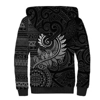 New Zealand Maori Koru Fern Sherpa Hoodie Spiral Polynesian Style Gray LT05 - Polynesian Pride