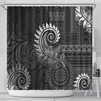 New Zealand Maori Koru Fern Shower Curtain Spiral Polynesian Style Gray LT05 - Polynesian Pride
