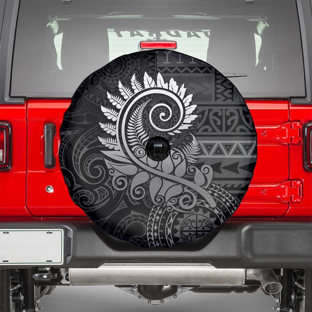 New Zealand Maori Koru Fern Spare Tire Cover Spiral Polynesian Style Gray LT05 - Polynesian Pride