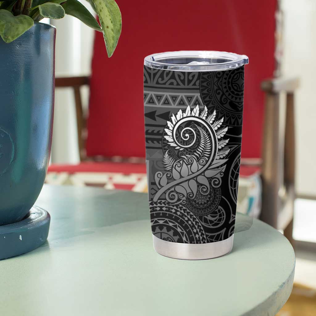 New Zealand Maori Koru Fern Tumbler Cup Spiral Polynesian Style Gray LT05 - Polynesian Pride