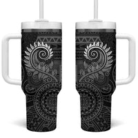 New Zealand Maori Koru Fern Tumbler With Handle Spiral Polynesian Style Gray LT05 One Size: 40 oz Gray - Polynesian Pride